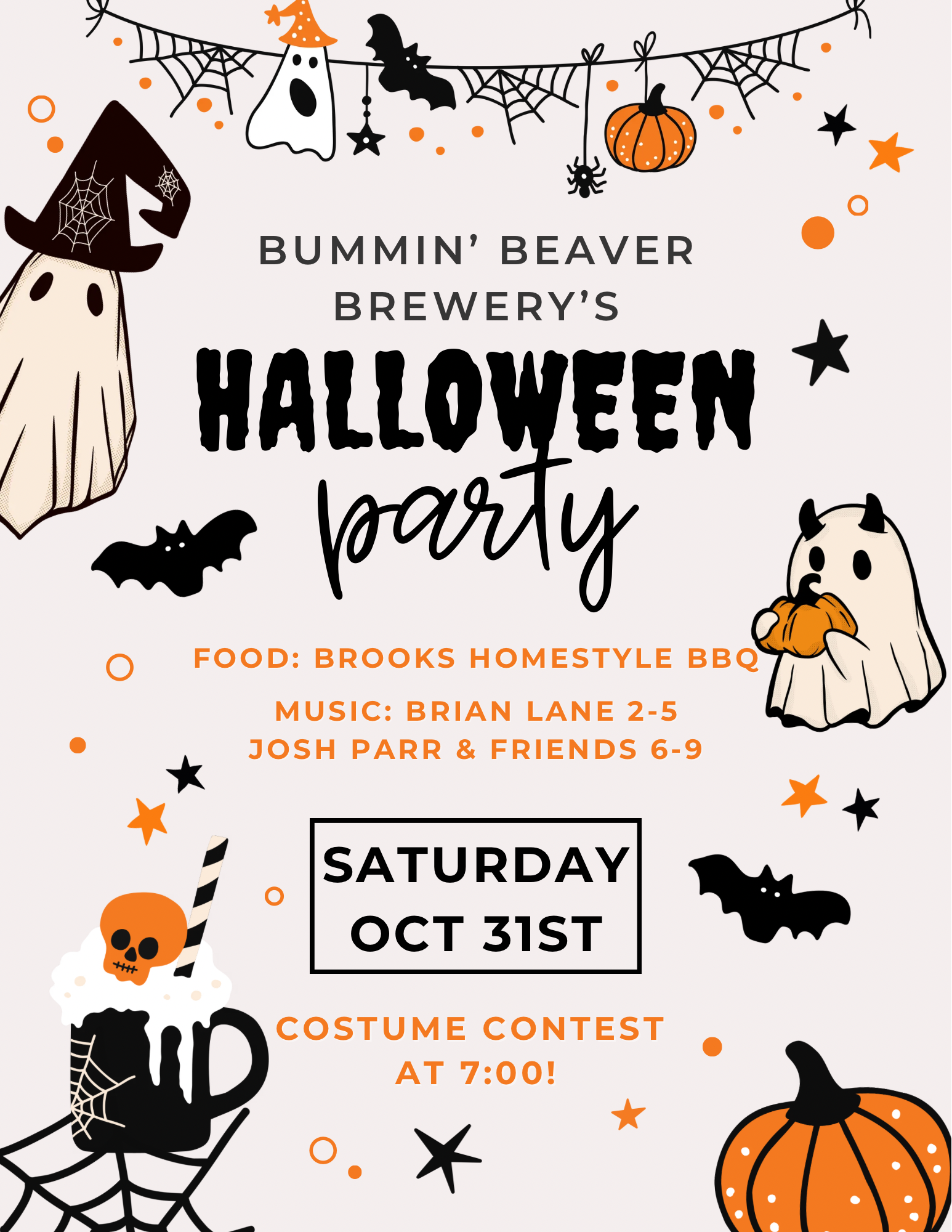 Orange Black Illustrative Halloween Party Invitation Flyer